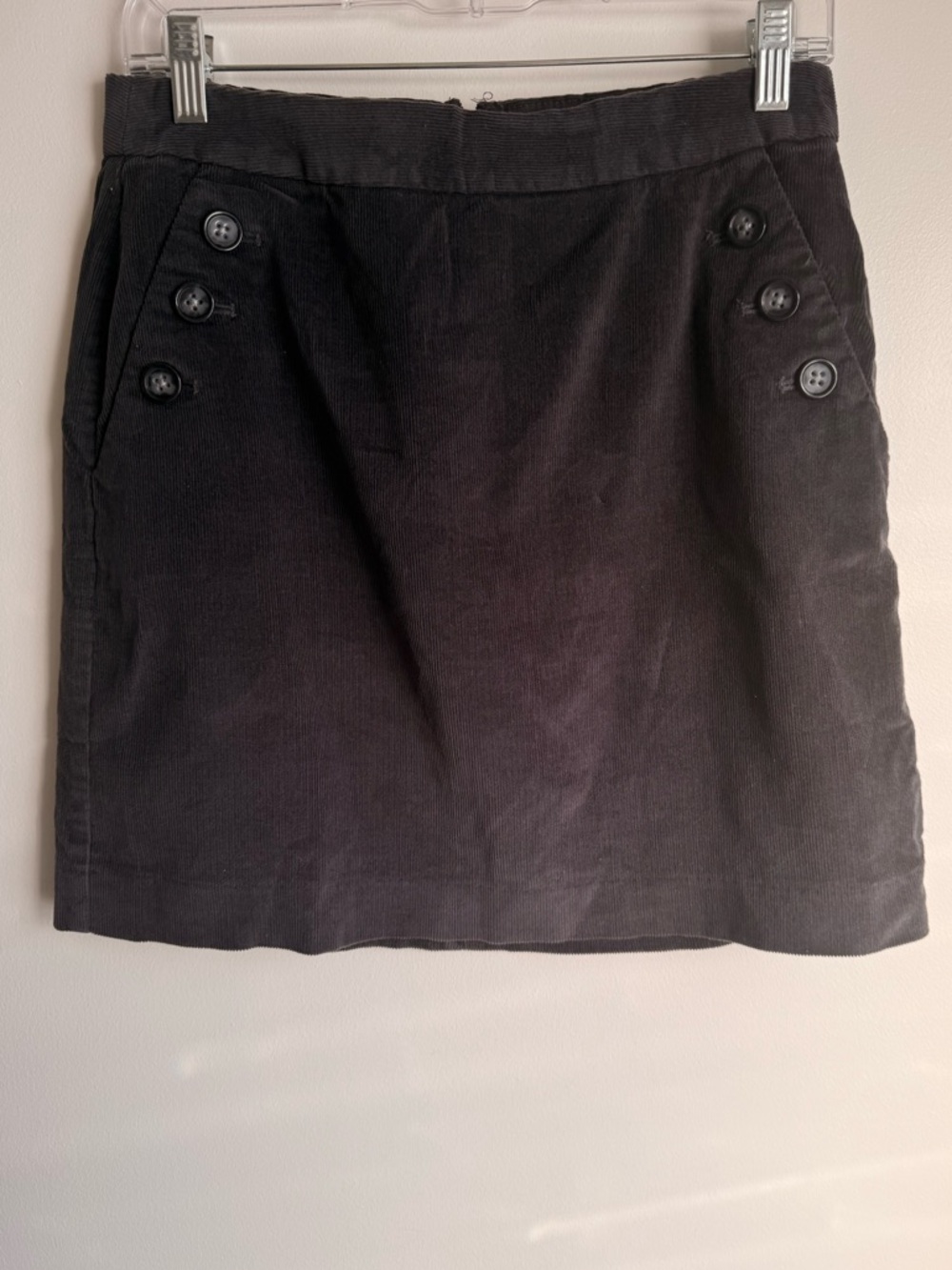 Banana Republic Black Corduroy Mini Skirt with Side Button Detail